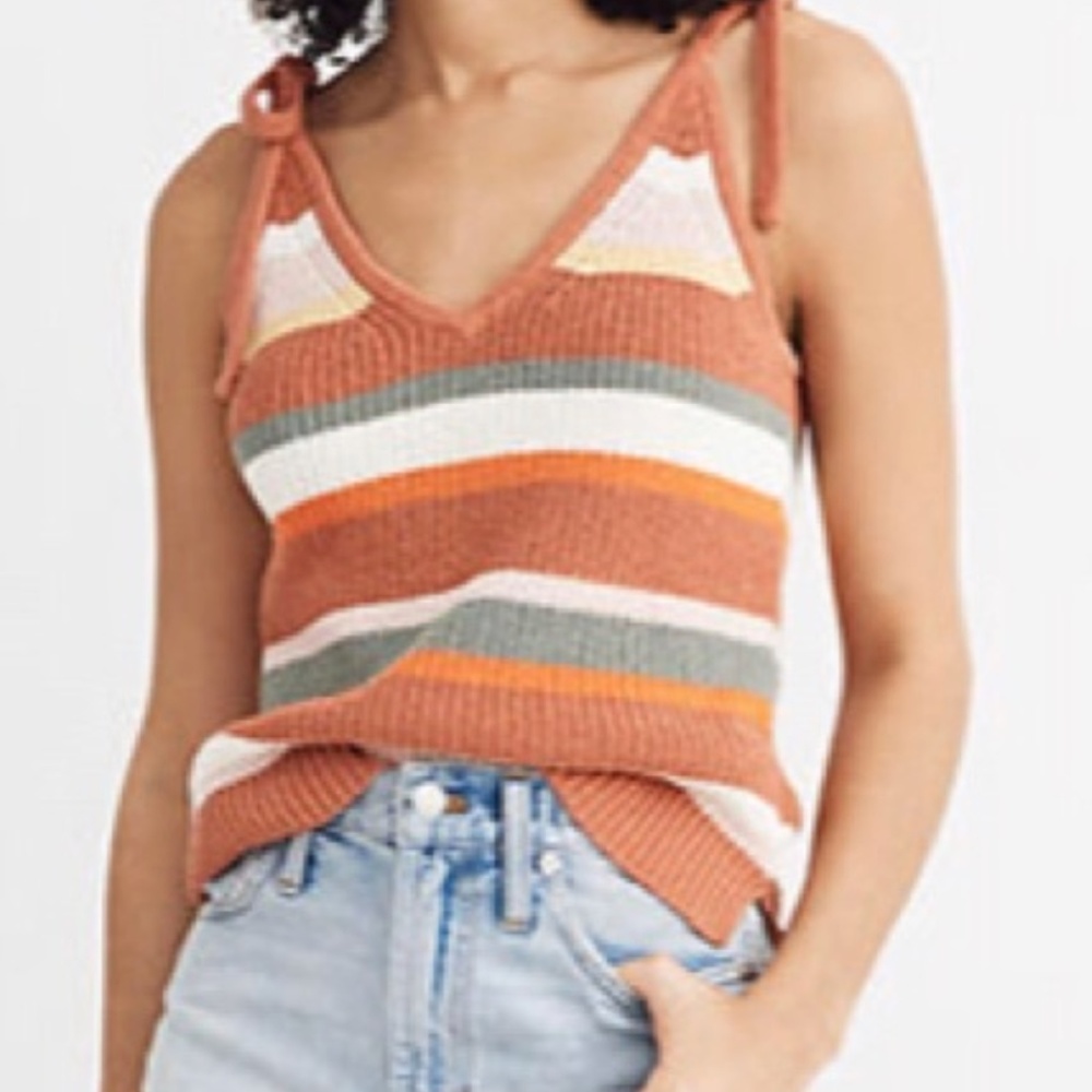 Madewell Striped Grandfield Tie-Strap Sweater Tank